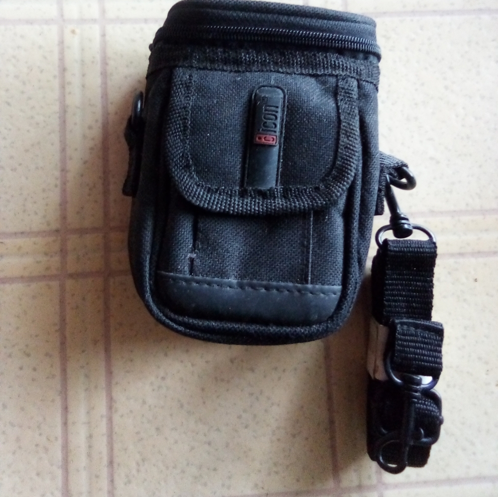 Vintage icon Small Black Digital Camera Case Pouch with Shoulder Strap